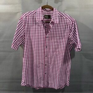 Eddie Bauer Shirt Mens Red Checkered Short Sleeve Shirt Sz Medium